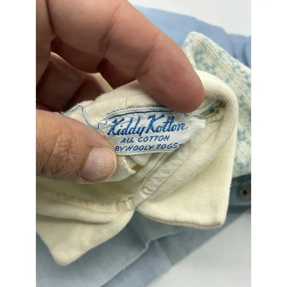 Vintage Baby Rompers Lot 3 Coombs Kiddy Kotton Blue Pinstripe Overalls
